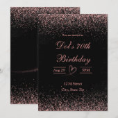Einladung zum 70. Geburtstag - Glitzer Confetti | (Vorne/Hinten)