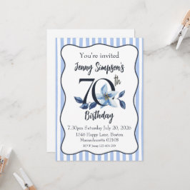 Einladung zum 70. Geburtstag mit blauem Streifen u