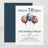 Einladung zum 70. Geburtstag mit Cheers (Vorne/Hinten)