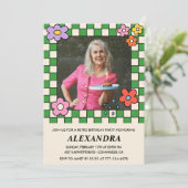 Einladung zum 70. Geburtstag Retro Groovy Blume (Stehend Vorderseite)