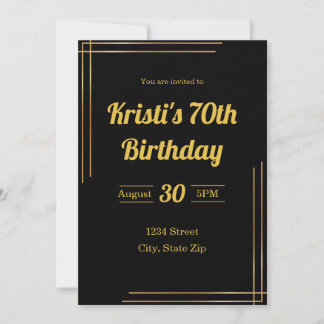 Einladung zum 70. Geburtstag - Schwarz & Gold | el