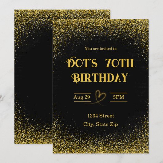 Einladung zum 70. Geburtstag - siebzig Gold (Vorne/Hinten)