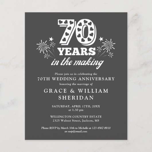 Einladung zum 70-jährigen Jubiläum des Haushalts (Vorderseite)