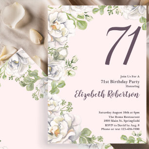 Einladung zum 71. Geburtstag Blush Pink Floral Peo