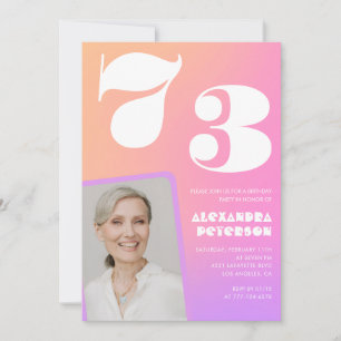 Einladung zum 73. Geburtstag mit rosa Farbverlauf 