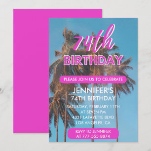 Einladung zum 74. Geburtstag Summer Pink Palm