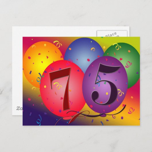 Einladung zum 75. Geburtstag Postkarte (Vorne/Hinten)