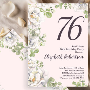 Einladung zum 76. Geburtstag Blush Pink Floral Peo