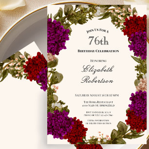 Einladung zum 76. Geburtstag mit Herbstblumenrand