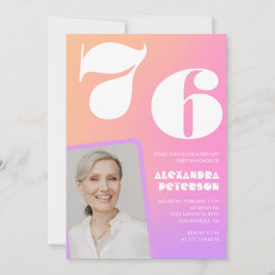 Einladung zum 76. Geburtstag mit rosa Farbverlauf 