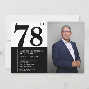 Einladung zum 78. Geburtstag Schwarz-Weiß-Foto