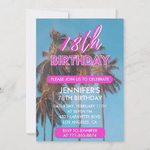 Einladung zum 78. Geburtstag Summer Pink Palm