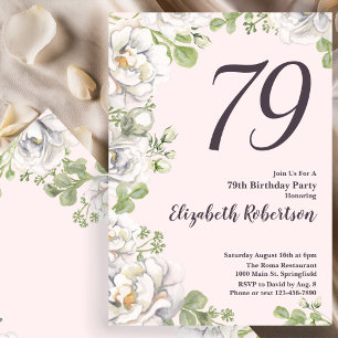 Einladung zum 79. Geburtstag Blush Pink Florale Pf
