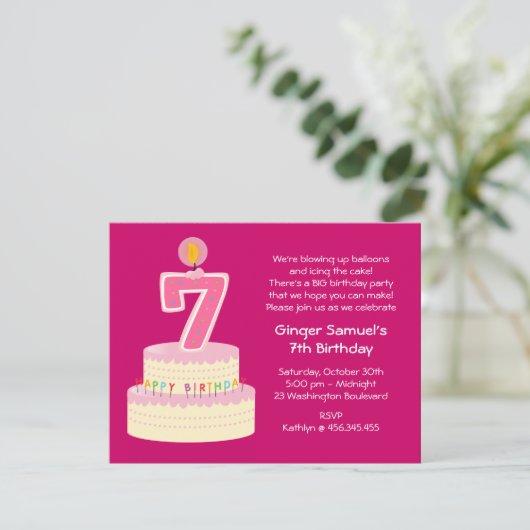 Einladung zum 7. Geburtstag (Stehend Vorderseite)