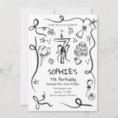 Einladung zum 7. Geburtstag, Handgezeichnet 7. Geb (Vorderseite)