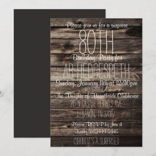 Einladung zum 80. Geburtstag (Vorne/Hinten)