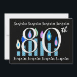 Einladung zum 80. Geburtstag<br><div class="desc">Dieses Design mit seinen festlich gestreiften Kerzen und seiner kühnen Schrift ist ein lustiger Weg, die Leute zu einem SURPRISE Geburtstagsfest einzuladen. Text auf der Rückseite der Einladung ist völlig anpassbar - auf der Vorderseite können Sie das Geburtstagsjahr und den Geburtstagsgast hinzufügen. Sie können mit verschiedenen Papiertypen experimentieren, indem Sie...</div>