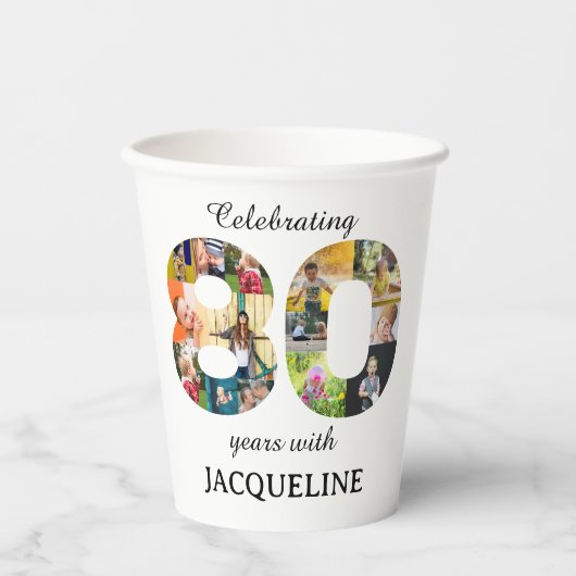 Einladung zum 80. Geburtstag Pappbecher (Vorderseite)