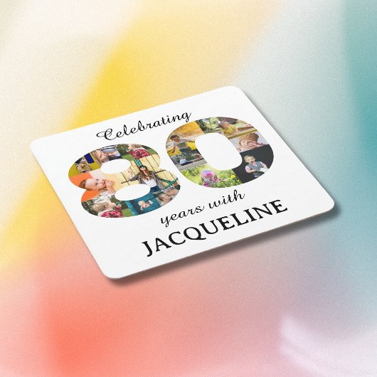 Einladung zum 80. Geburtstag Rechteckiger Pappuntersetzer