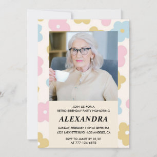 Einladung zum 80. Geburtstag Retro Groovy Floral C