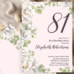 Einladung zum 81. Geburtstag Blush Pink Florale Pf