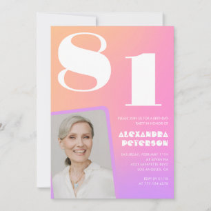 Einladung zum 81. Geburtstag mit rosa Farbverlauf 