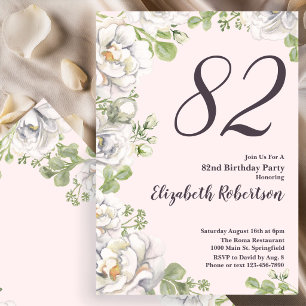 Einladung zum 82. Geburtstag Blush Pink Florale Pf