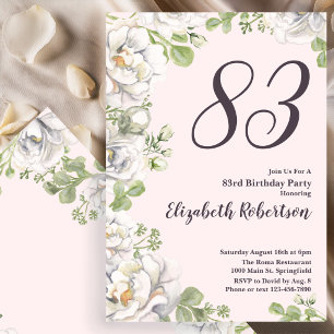 Einladung zum 83. Geburtstag Blush Pink Floral Pfi