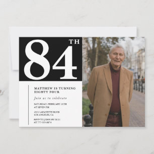 Einladung zum 84. Geburtstag Schwarz-Weiß-Foto Män