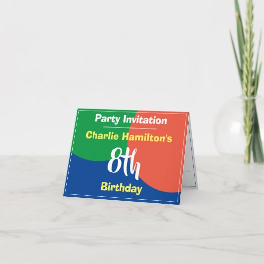 Einladung zum 8. Geburtstag (Vorderseite)