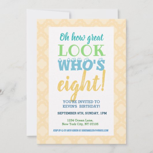 Einladung zum 8. Geburtstag (Vorderseite)