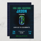 Einladung zum 8. Geburtstag (Vorne/Hinten)