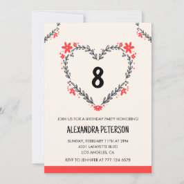 Einladung zum 8. Geburtstag für ihr Blumenherz