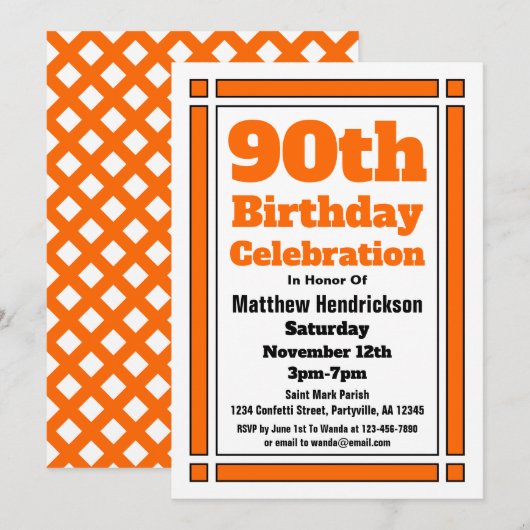 Einladung zum 90. Geburtstag (Vorne/Hinten)