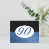 Einladung zum 90. Geburtstag (blau) (Stehend Vorderseite)