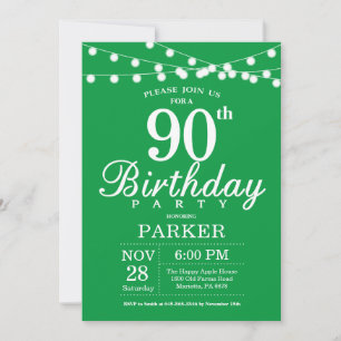 Einladung zum 90. Geburtstag Grün