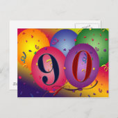 Einladung zum 90. Geburtstag Postkarte (Vorne/Hinten)