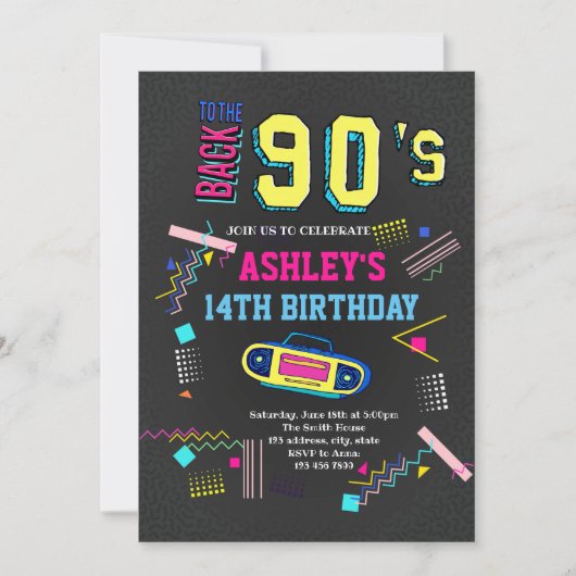 Einladung zum 90er-Jahr-Thema (Vorderseite)