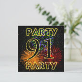 Einladung zum 91. Geburtstag mit Feuerwerk (Stehend Vorderseite)