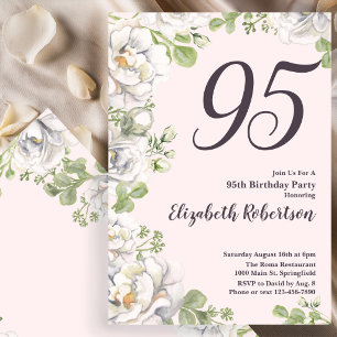 Einladung zum 95. Geburtstag Blush Pink Florale Pf
