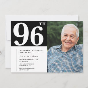 Einladung zum 96. Geburtstag in Schwarz-Weiß-Foto 