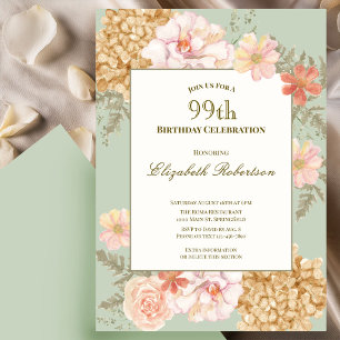 Einladung zum 99. Geburtstag Herbstfarben Floral S