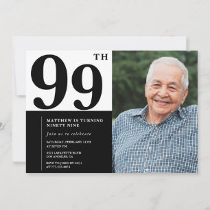 Einladung zum 99. Geburtstag Schwarz-Weiß-Foto