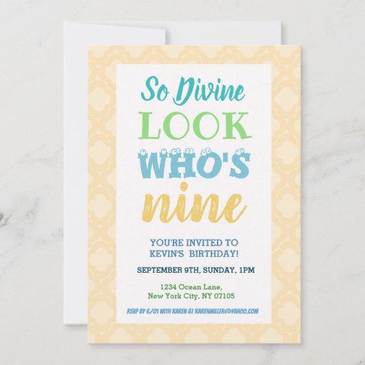 Einladung zum 9. Geburtstag (Vorderseite)