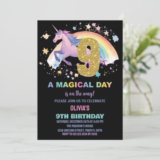 Einladung zum 9. Geburtstag (Stehend Vorderseite)