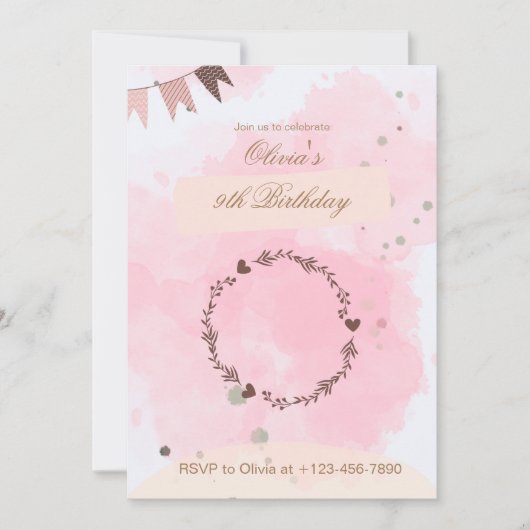 Einladung zum 9. Geburtstag (Vorderseite)