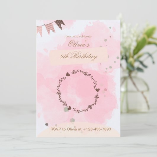 Einladung zum 9. Geburtstag (Stehend Vorderseite)