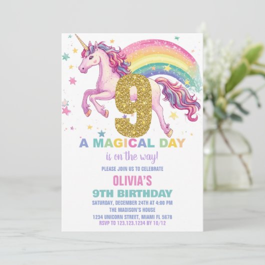 Einladung zum 9. Geburtstag (Stehend Vorderseite)