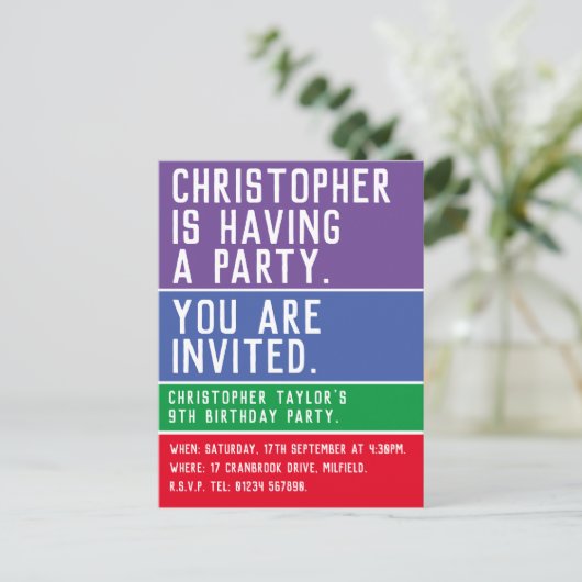 Einladung zum 9. Geburtstag eines Kindes (Stehend Vorderseite)