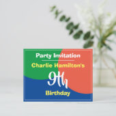 Einladung zum 9. Geburtstag Postkarte (Stehend Vorderseite)